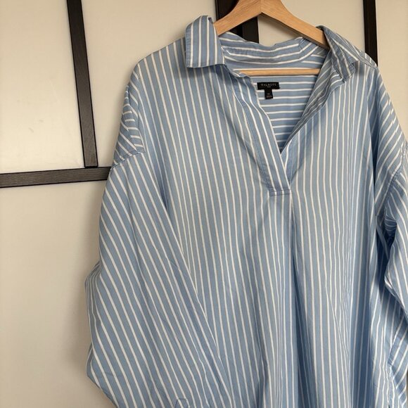 Talbots Womens Size 1X Striped Fisherman Shirt Tunic Blue Coastal Preppy Capsule - Picture 4 of 11